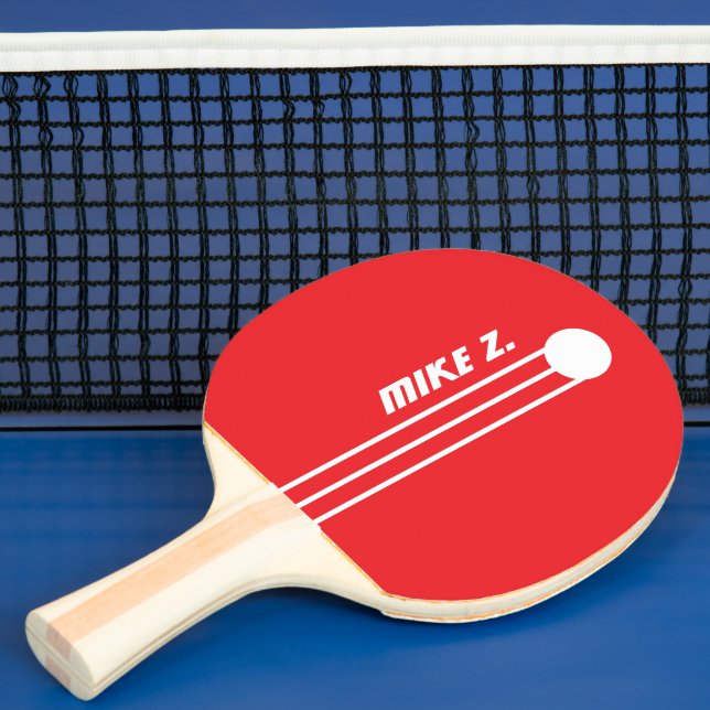 Sportif Stripes Name RED Ping Pong Paddle (Insitu)