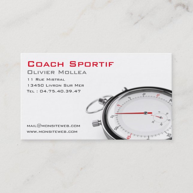 Sporting coach, calling card or trainer (Front)