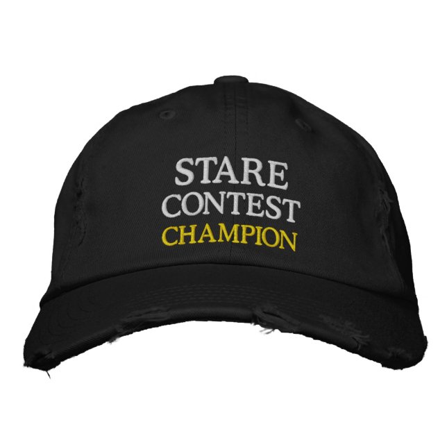 Sporting Goods School Games STARE CONTEST CHAMP Embroidered Hat (Front)