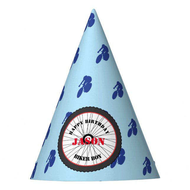 Sporting Happy Birthday Biker Boy Party Hat (Front)