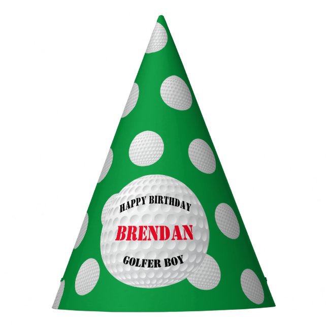 Sporting Happy Birthday Golfer Boy Party Hat (Front)