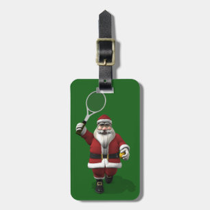 Sportive Santa Claus Tennis Player Luggage Tag