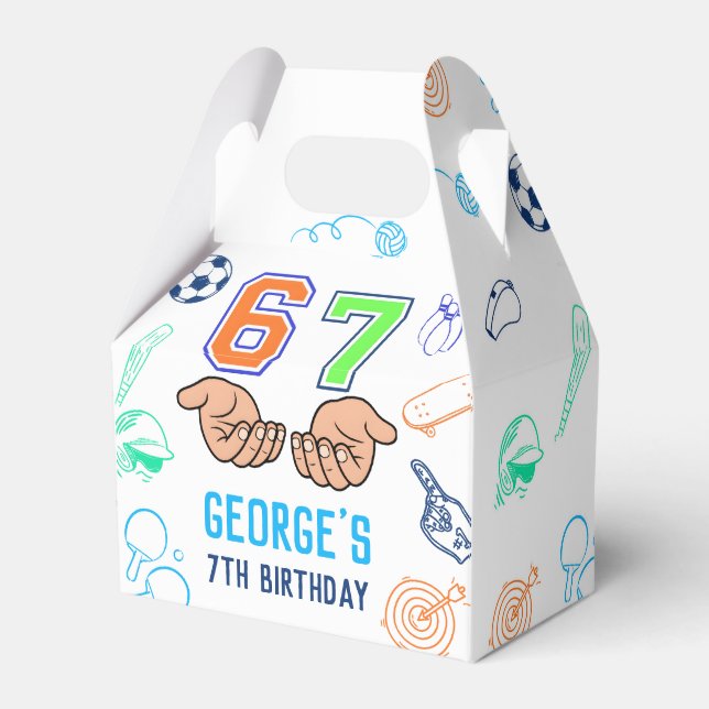 Sports 6 7 Meme Trend Six Seven Birthday Party Favour Box (Front Side)
