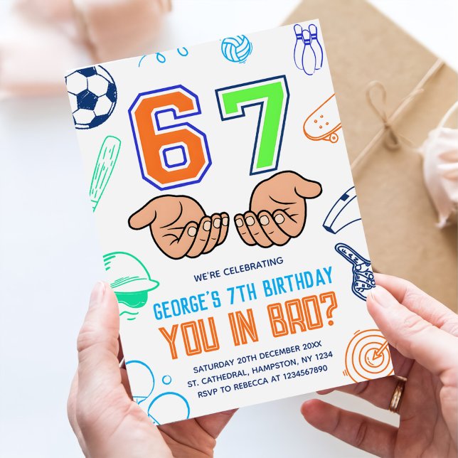 Sports 6 7 Meme Trend Six Seven Birthday Party Invitation (Creator Uploaded)