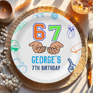 Sports 6 7 Meme Trend Six Seven Birthday Party Paper Plate
