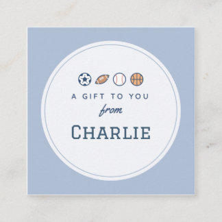 Sports "A Gift to You From" Boy Name Sticker Enclosure Card
