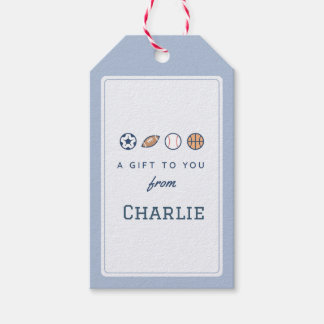 Sports "A Gift to You From" Boy Name Sticker Tags