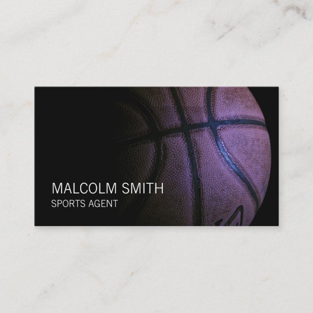 Sports Agent Dark Basketball Closeup Business Card (Front)