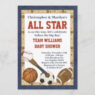 Sports All Star Baby Shower Invitation