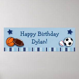 Sports All Star Personalised Birthday Banner Poster