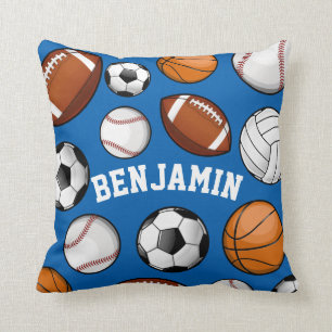 Sports All STAR Personalised Name Blue Cushion