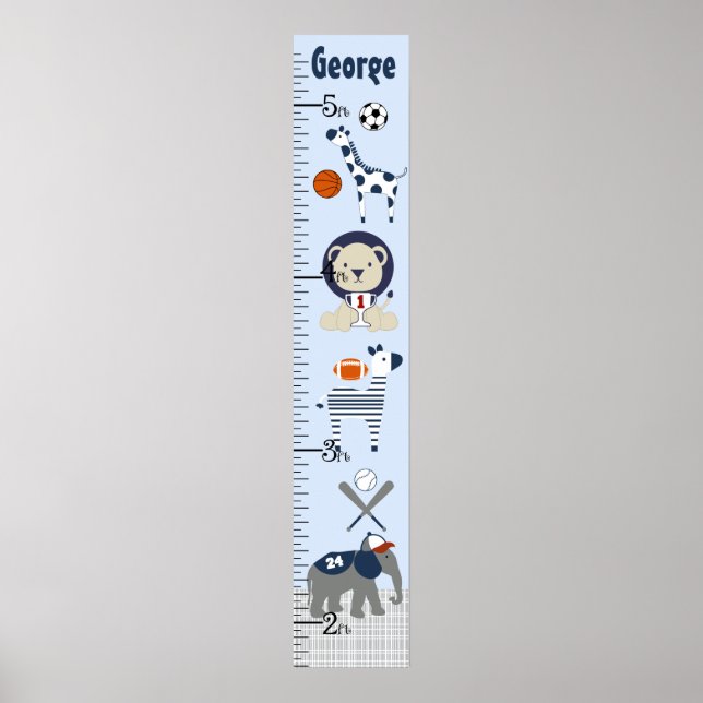 Sports & Animals Growth Chart Keep at 8x44! (Front)