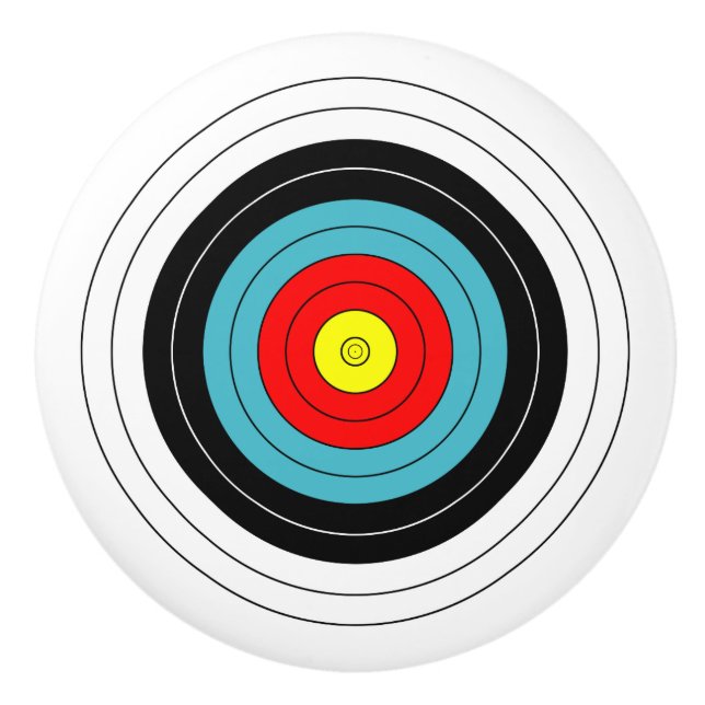 Sports Archery Target on White Ceramic Knob (Front)