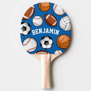 Sports Assortment Personalised Name Blue Ping Pong Paddle
