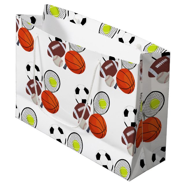 Sports Athletic Balls  Large Gift Bag (Front Angled)