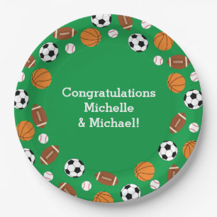 Sports Baby Shower Co-ed Green Gender Neutral Paper Plate