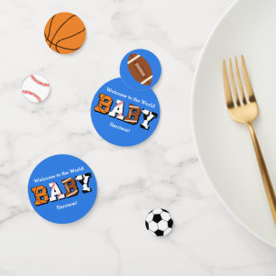 Sports Baby Shower Co-ed Theme Boy Blue Confetti