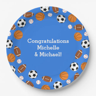 Sports Baby Shower Co-ed Theme Boy Blue Paper Plate