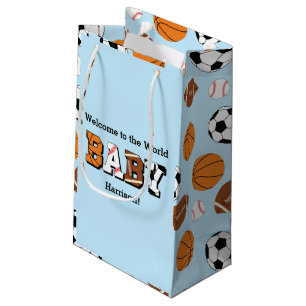 Sports Baby Shower Co-ed Theme Boy Blue Small Gift Bag