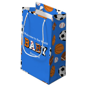 Sports Baby Shower Co-ed Theme Boy Blue Small Gift Bag