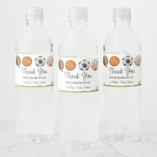 Sports Baby Shower Favour Water Bottle Label