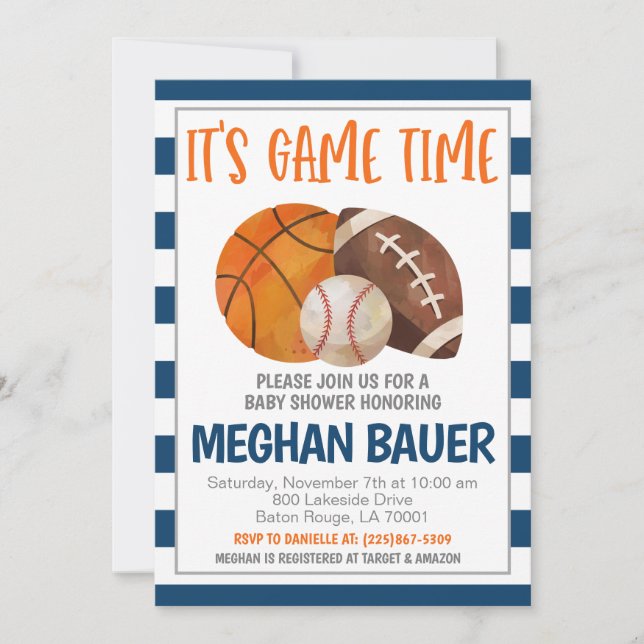 Sports Baby Shower Invitation (Front)