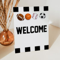 Sports Baby Shower Mini Welcome Pedestal Sign