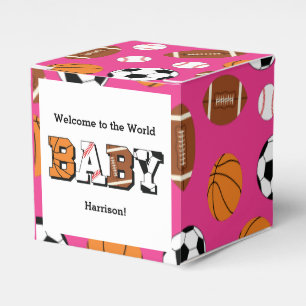 Sports Baby Shower Pink Girl Favour Box