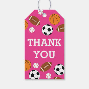 Sports Baby Shower Pink Girl Gift Tags