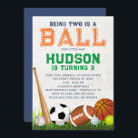 Sports Ball Birthday Party Invitation<br><div class="desc">Invite your friends to toss,  kick,  dribble or swing on by to celebrate at your birthday party! It's the perfect invitation for any child who loves sports!</div>