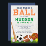 Sports Ball Birthday Party Invitation<br><div class="desc">Invite your friends to toss,  kick,  dribble or swing on by to celebrate at your birthday party! It's the perfect invitation for any child who loves sports!</div>