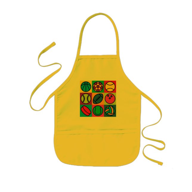 Sports Ball Chequerboard Kids Apron (Front)