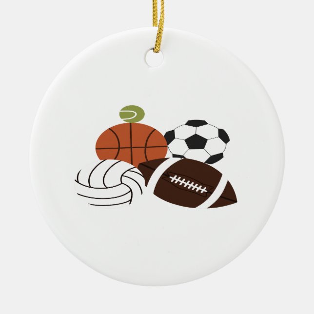sports ball illustration ceramic tree decoration (Front)