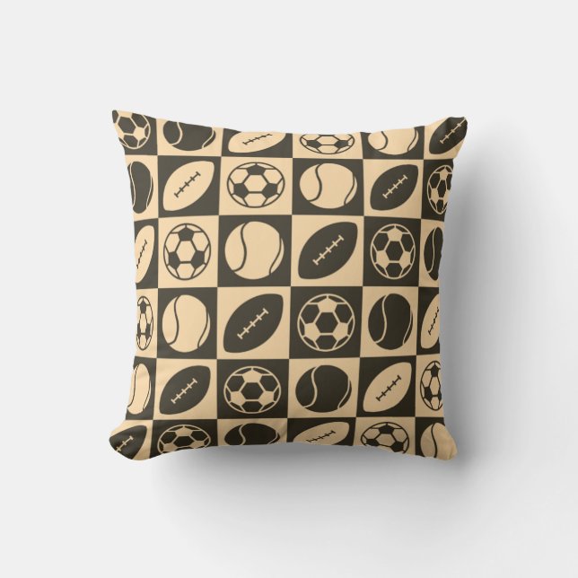 Sports Ball Pattern 2 Sided Pillow (Front)