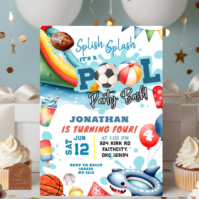 Sports Ball Pool Birthday Party  Invitation (Creator Uploaded)