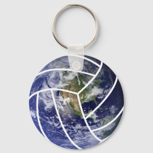 Sports ball Volleyball Earth  Key Ring
