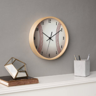 Sports Ball with Black Numbers Clock