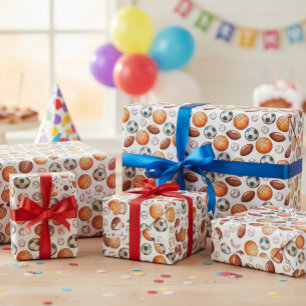 Sports Ball Wrapping Paper – Basketball, Soccer, a