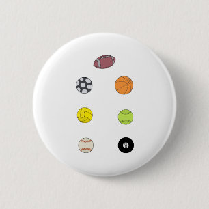 Sports Balls 6 Cm Round Badge