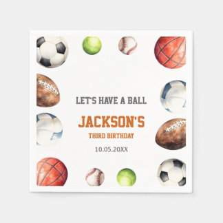 Sports Balls All Sports Let's Have a Ball Birthday Napkin