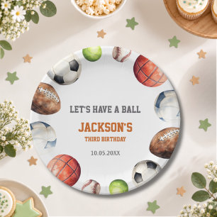 Sports Balls All Sports Let's Have a Ball Birthday Paper Plate