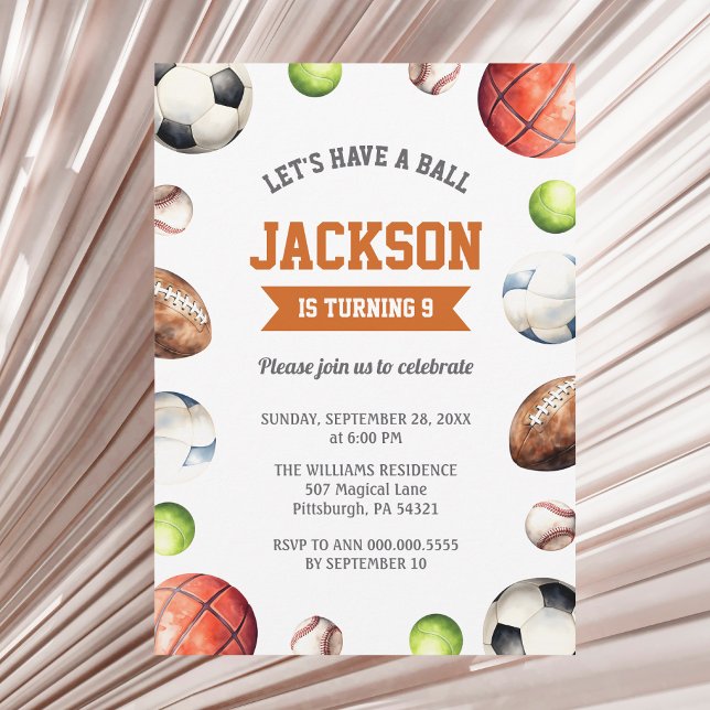 Sports Balls All Sports Let's Have a Ball Invitation (Creator Uploaded)