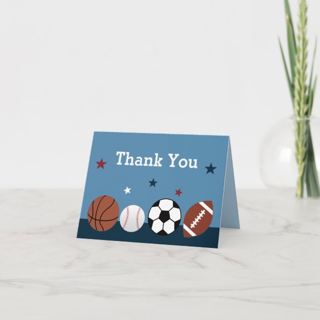 Sports Balls All Star Thank You Cards (Front)