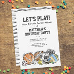 Sports Balls Athletic Birthday Party Invitation<br><div class="desc">Celebrate your sports loving child with this fun birthday party invitation.  Add your party details to customise.</div>