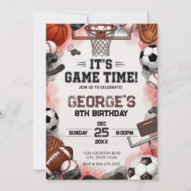 Sports Balls Boy birthday Invitation (Front)