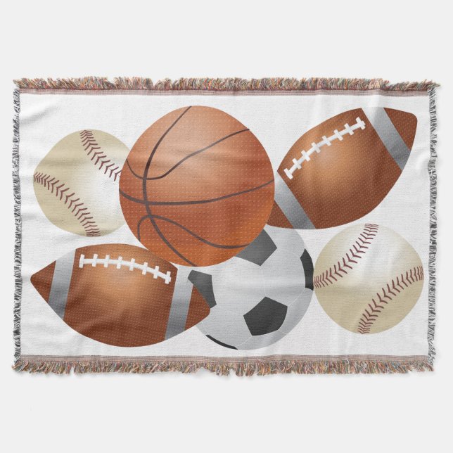 Sports Balls Gameday Season Teams Throw Blanket (Front)