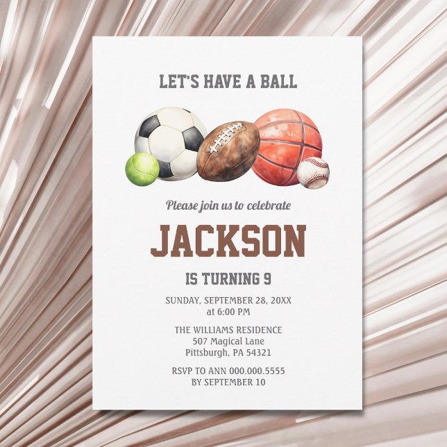 Sports Balls Let's Have a Ball All Sports Invitation (Creator Uploaded)