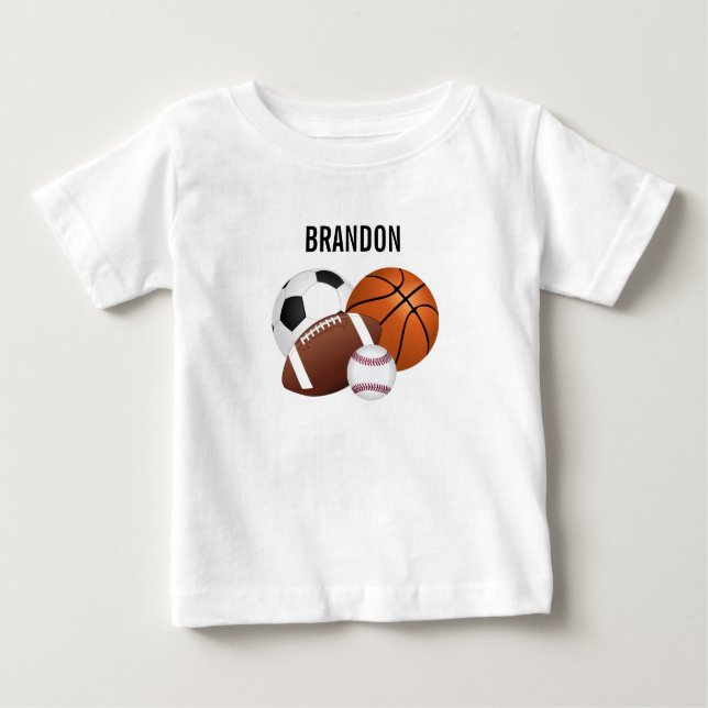 Sports Balls Personalised T-Shirt (Front)