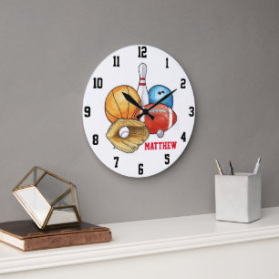 Sports Balls Personalised Wall Clock