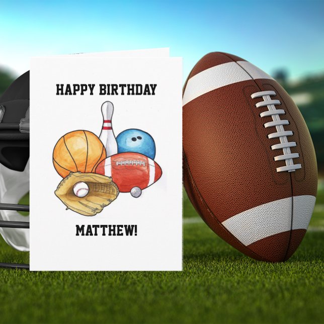 Sports Balls Personalized Birthday Card (Creator Uploaded)